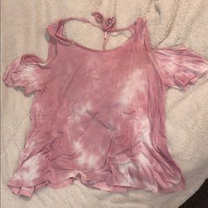 pink tie dyed off the shoulder top